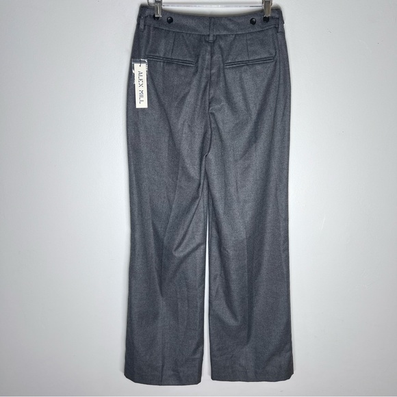NEW Alex Mill Wool Soho Pleated Trouser Wide Leg Pants gray Sz 2 - Picture 4 of 8